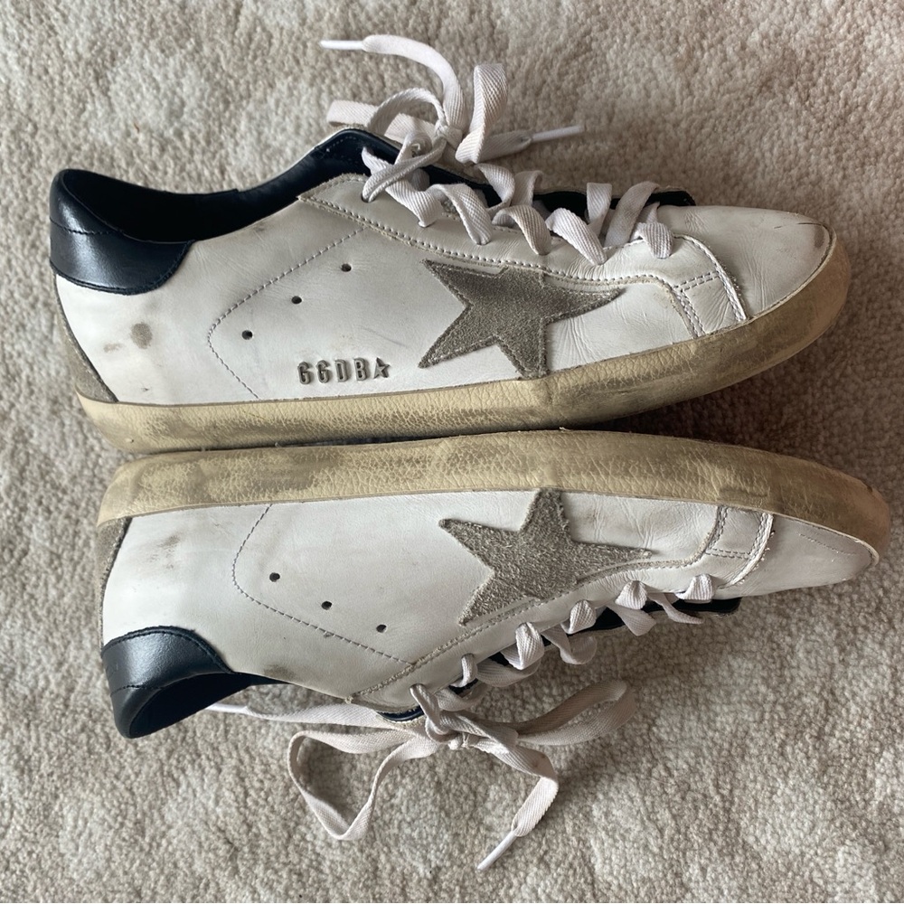 Golden Goose Super-star Sneakers - Black and Silver Stars